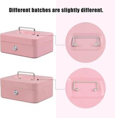 Secure Medium Pink Cash Box with Key Lock and Coin Organizer – 7.87″ x 6.30″