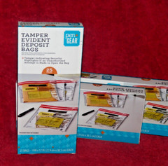 75 Tamper Evident Deposit Bags 9″ by 12″ 3 boxes of 25 NEW, Unopened, unused.