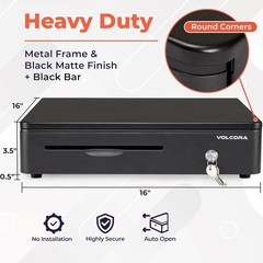 Cash Register Drawer for Point of Sale POS System with round Corners 16″, Remova