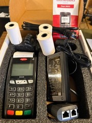 INGENICO ICT220 CREDIT CARD TERMINAL WITH CHIP READER AND 3 ROLLS OF PAPER