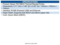 HP Retail 8G0G7AA Epson TM-T88VII PUSB Thermal Printer