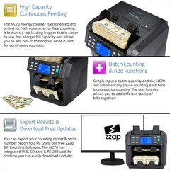 ZZap NC70 Mixed Denomination Bill Counter/2 Pocket Sorter/Counterfeit Detecto…