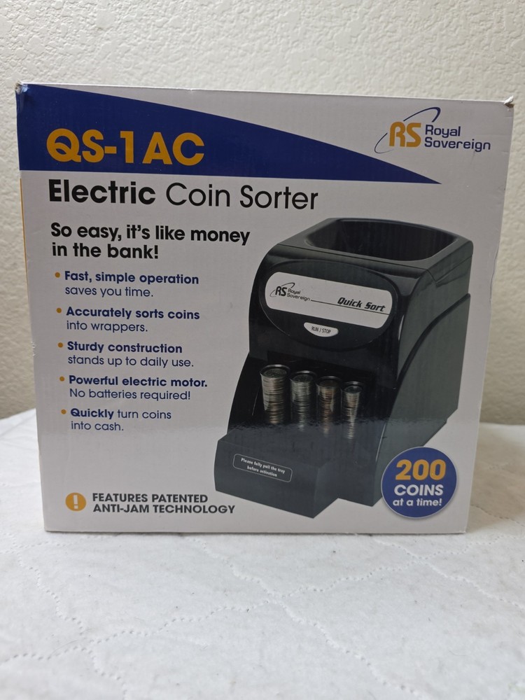 Royal Sovereign USD Coin Sorter Patented Anti-Jam Technology With 🪙 Wrappers