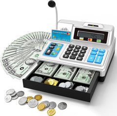 Calculator Cash Register Toy Gift for Kids Age 3, 4, 5, 6, 7, 8+ Year Old, 103