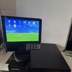Volcora POS Touchscreen Terminal w/ Keypad Stand + Cash Drawer, Black