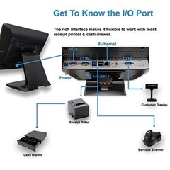 ASSUR AW9 15″ POS System, Cashier Register Machine w/ Touch Screen & Win10Pro