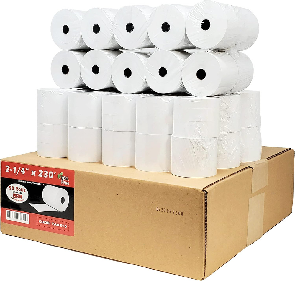 (48 Gsm Paper Thickness) 2 1/4 X 230Ft 1-Ply Thermal Paper [50 Rolls] BPA Free C