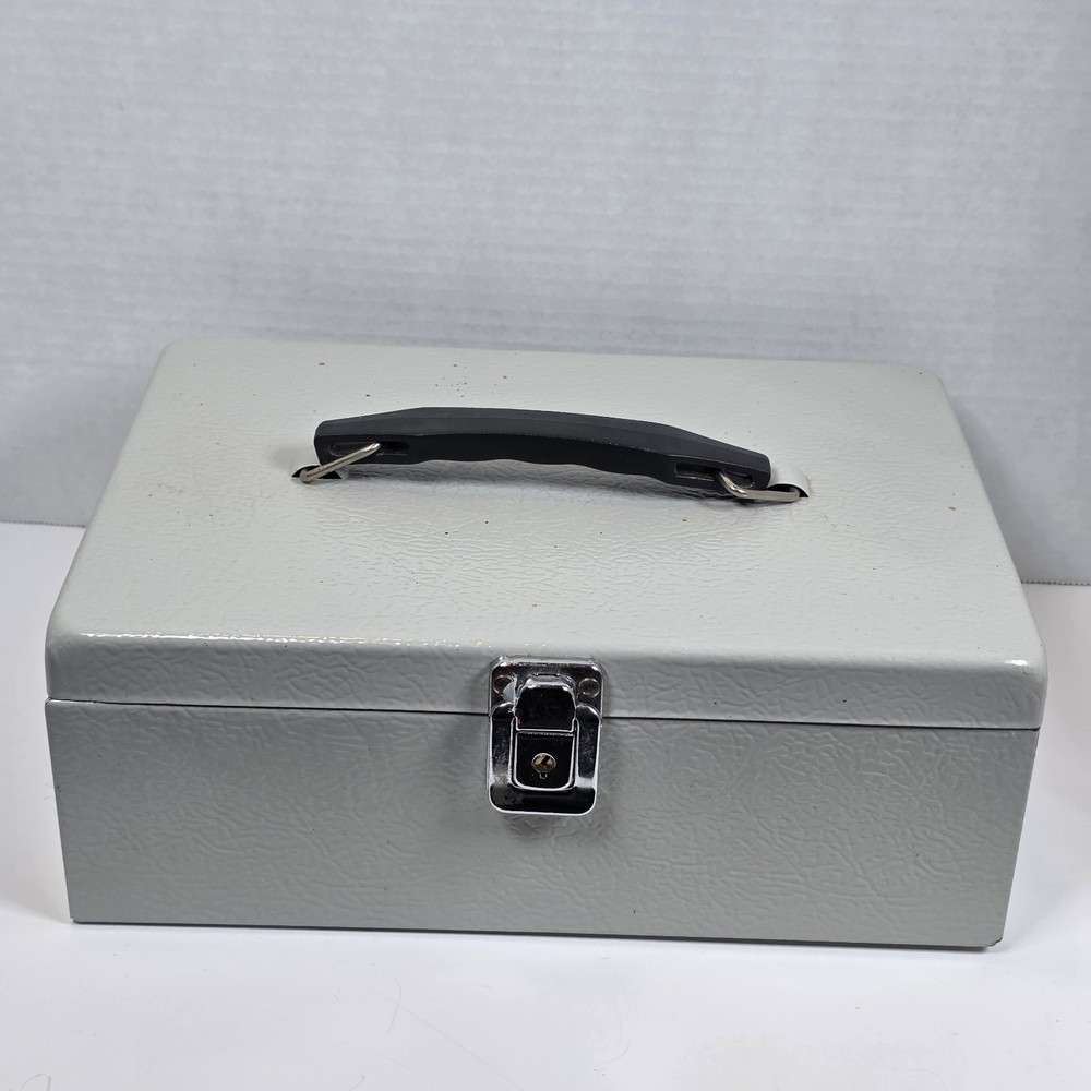 Vintage Rockaway Metal Cash Lock Box+Removable Cash Drawer NO LOCK-11″ x 8″ x 4″