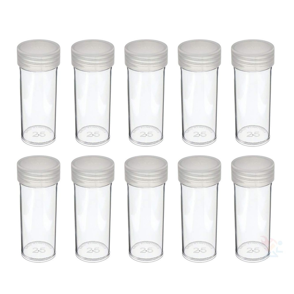 Edgar Marcus (10) Round Clear Plastic (Quarter) Size Coin Storage Tube