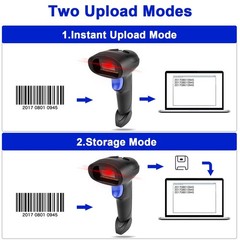 1D Wireless 2.4G Cordless USB Wired Barcode Scanner Reader Gun With Stand