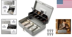 Durable Alloy Steel Cash Box with Key Lock – Perfect for Small Business Use