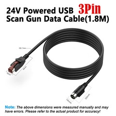 24V Powered USB to DIN 3 Pin 3P Power Cable for POS System IBM Scanner Printer