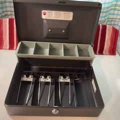 Sentry Safe DCB-12 Steel Cash Box 12x9x3 Gray Money Tray 4 Slot – NO KEY/MISSING