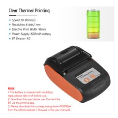 MIni 58mm Portable Wireless BT Pocket Mobile POS Thermal Label Receipt Printer