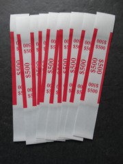 10 – Red $500 Five Hundred Cash Money Self-Sealing Straps Currency Bands