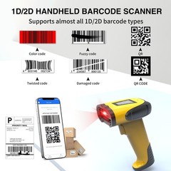 Triple Mode 1D 2D Barcode Scanner 2.4GHz Wireless Bluetooth USB Handheld