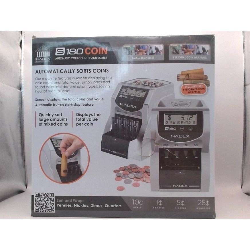 Nadex S180 Digital Coin Counter Sorter and Wrapper, BRAND NEW IN BOX