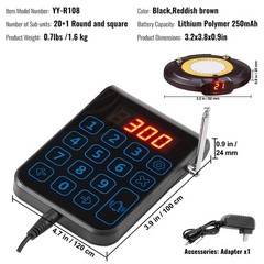 Uimoso Wireless Paging System with 20 Guest Call Coasters for Restaurants