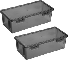 2 Packs Plastic Cash Box Money Organizer Black Currency Tray Rectangular Cash St