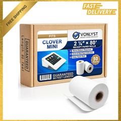 Thermal Receipt Paper Rolls, 2 1/4 Inch x 80 Feet, Compatible with Clover Mini