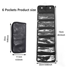 Money Wallet Organizer for Cash with 6 Zippered Pocket 6 pockets, Black