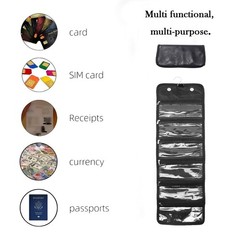 Money Wallet Organizer for Cash with 6 Zippered Pocket 6 pockets, Black