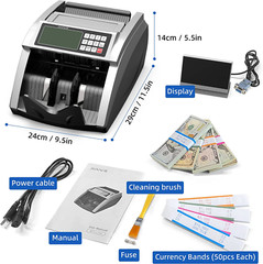 Money Counter Machine with Value Bill Count, Dollar, Euro with UV/MG/IR/DD/DBL/