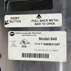 ADDRESSOGRAPH BARTIZAN MODEL 840 ELECTRIC CREDIT CARD IMPRINTER