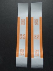 2 – Orange $50 Cash Money Self-Sealing Straps Currency Bands