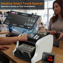 NUCOUN Mixed Denomination Money Counter Machine Bill Value Counter CIS/UV/MG/IR