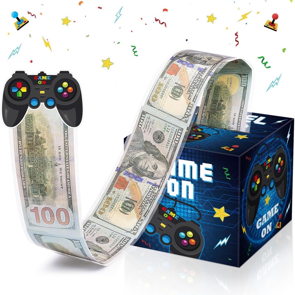 Birthday Money Box for Cash Pull Video Game Theme Surprise Gift Dispenser