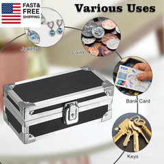 Cash Box with Lock, Aluminium Alloy Money Box for Cash Lockable Money Storage Bo