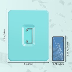 Cash Box with Combination Lock – Blue 5-Compartment Metal Cash Box with Tray