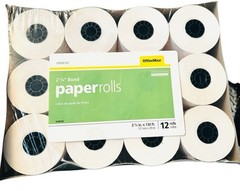 OFFICE MAX 2-1/4 in x 130 ft Bond Paper Rolls (57mm x 39m) OM98103 12 Rolls
