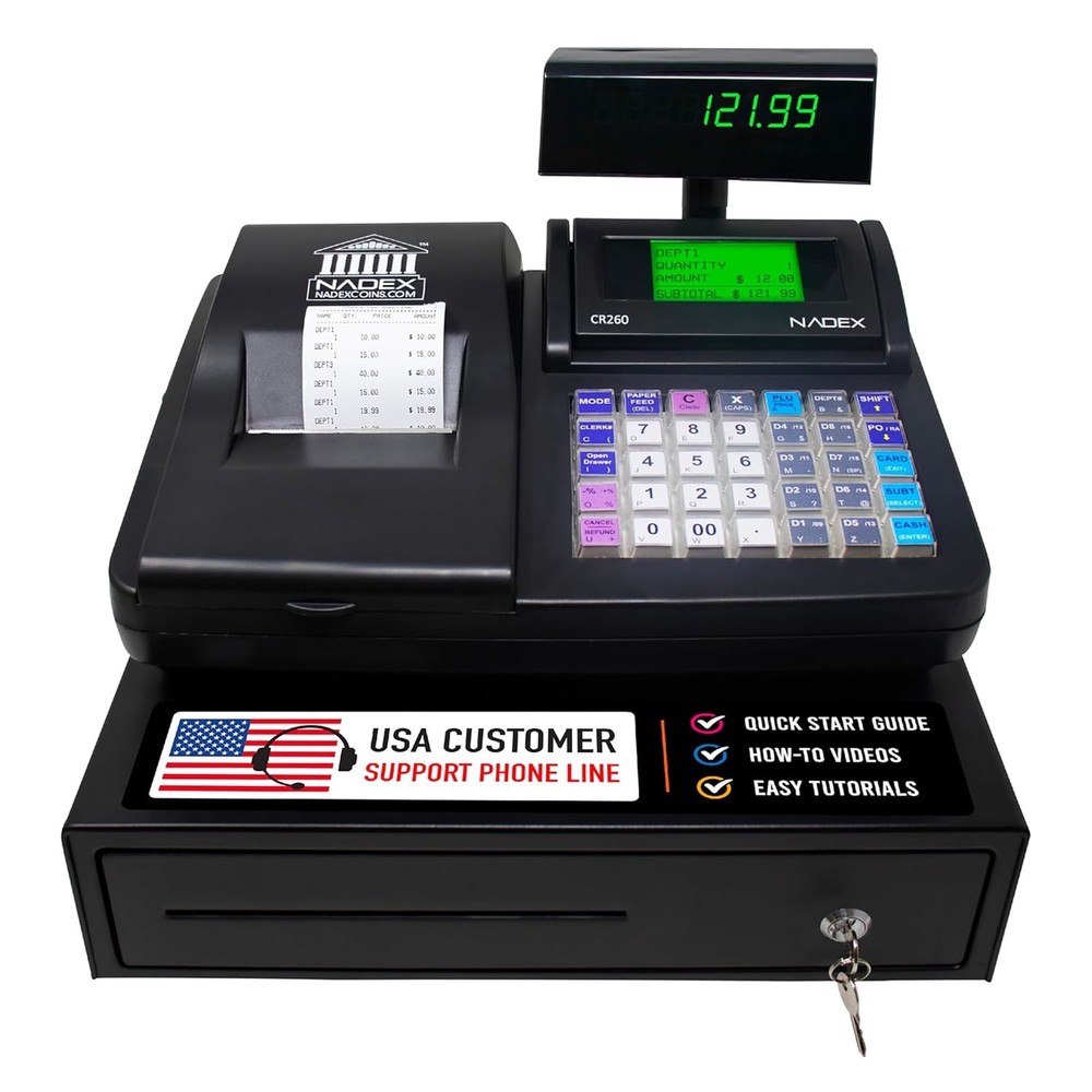 Nadex Coins NXTE1994 Cr260 Electronic Cash Register w/ Steel Drawer