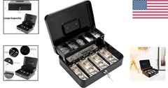 Heavy-Duty Portable Cash Box with Key Lock and Money Tray – Perfect for Business