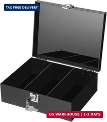 Acrylic Lockable Cash Storage Box 3 Slots Money Holder Cash Organizer Currency T