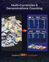MUNBYN IMC01 Bank Grade Money Counter Machine Mixed Denomination, 2CIS/UV/IR/…