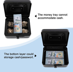 Cash Box with Combination Lock Safe Metal Money Box with Money Tray for Security