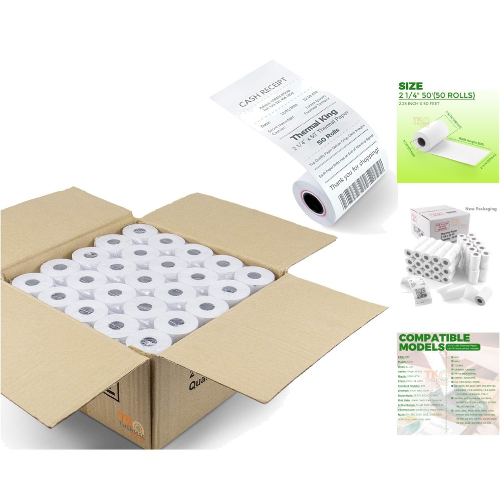 Quality Biodegradable 2 1/4″ x 50′ Receipt Paper for POS Systems