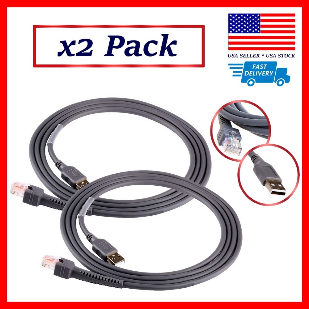 2 Pack ✅ USB cable for Symbol Motorola Barcode Scanner 7FT 2M ✅ Fast Shipping