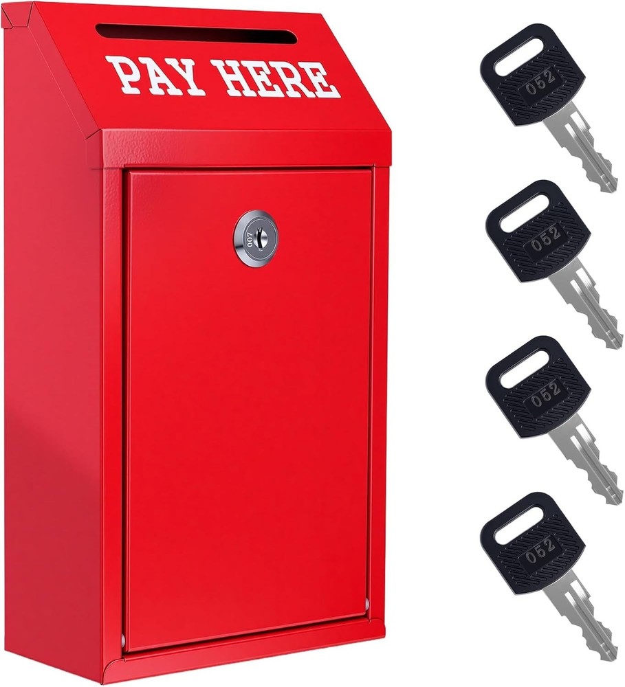 Sumerfnt Locking Cash Box with Slot, Metal Money Donation Box with Lock and 4 Ke