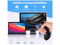 PecuMecu Bluetooth 1D&2D Barcode Scanner 3-in-1 Bluetooth & USB Wireless TM-10B