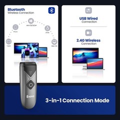 Bluetooth 2D&1D Barcode Scanner, Portable Wireless Mini Barcode Reader with 2…