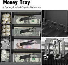 Locking Cash Box with Money Tray and Key, Secure Money Safe Box for Cash, Portab