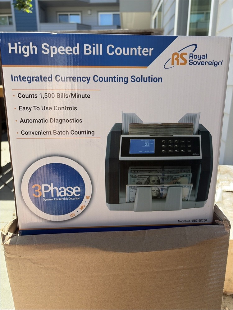 Royal Sovereign Front-Loading Bill Counter – Black/Silver (RBC-ED250)