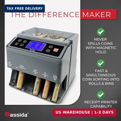 Cassida C300 Professional USD Coin Counter, Sorter and Wrapper/Roller, 300 coins