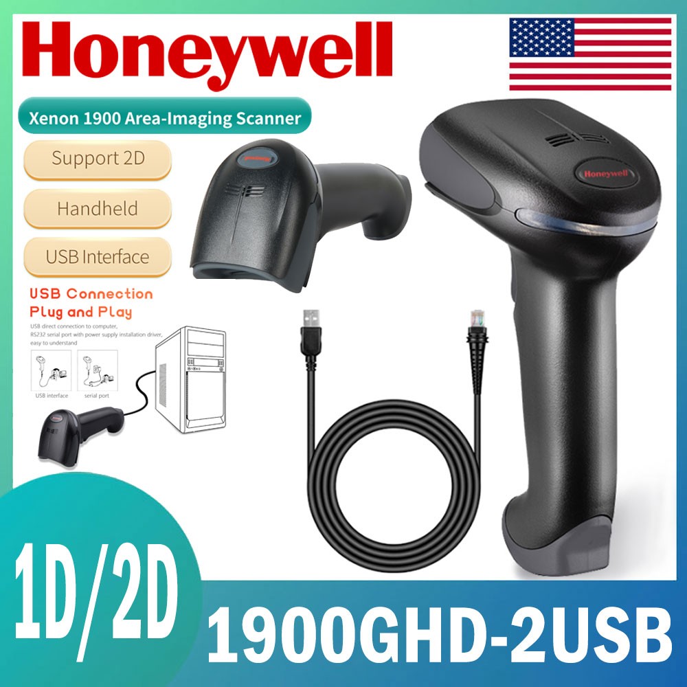 Honeywell 1900GHD-2USB Xenon Area Imager 1D 2D Barcode Reader IP41 Rated USB Kit