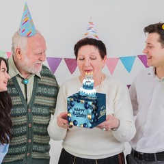 Simple Blue Birthday Money Box Cash Pull Out Gift Surprise Card With 50 Bags