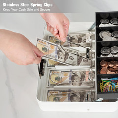 Cash Box with Combination Lock, Metal Money Box for Cash Register, Large Cash Lo